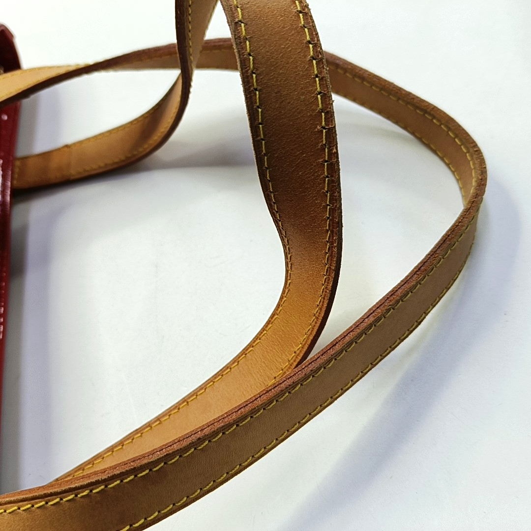 LOUIS VUITTON HOUSTON Red Lacquered Leather Texture Handbag Shoulder Bag Golden hardware Vintage model-(SKU)-943924336