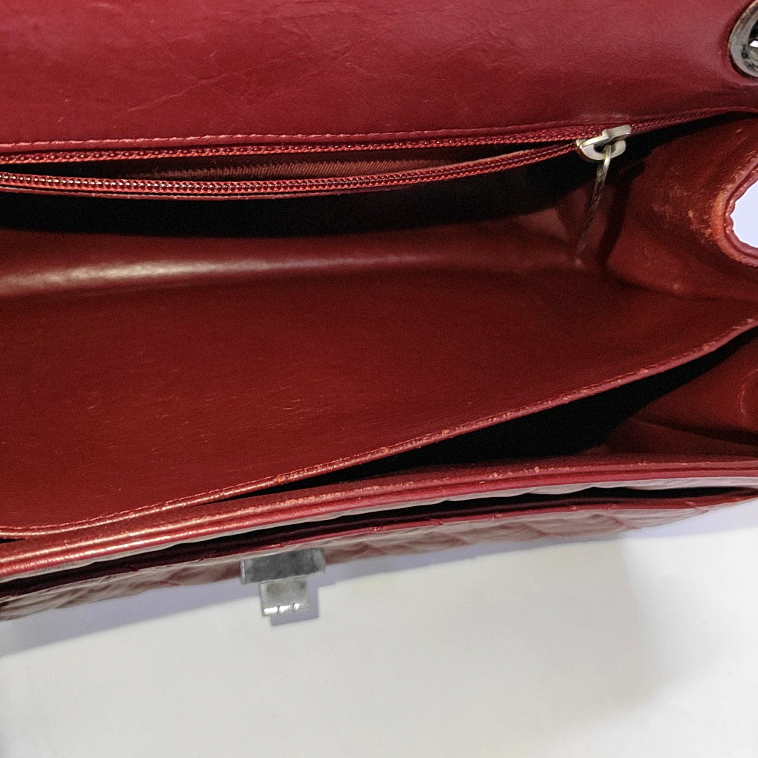 CHANEL 2.55 Red Calfskin Quilted Crossbody Shoulder Bag Black Hardware 16 Flap-(SKU)-961723854