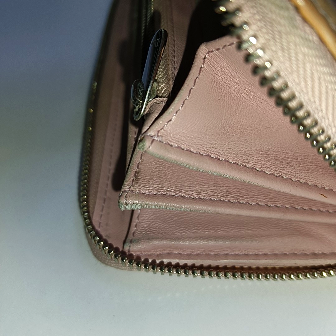 DIOR Pink Patent Leather Vintage Wallet Silver Hardware-(SKU)-939810681
