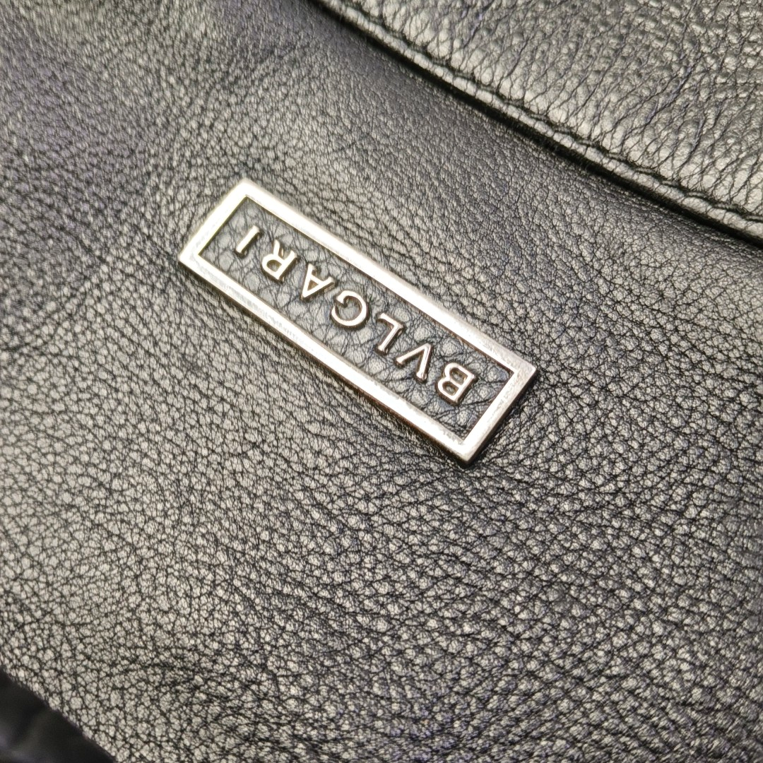 BVLGARI Tote bag Black cowhide tote bag Silver Hardware-(SKU)-958155763