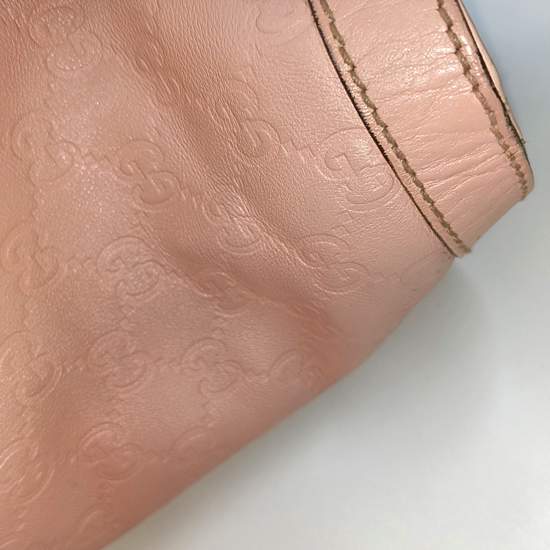 GUCCI D Gold Nude Pink Calfskin Monogrammed Tote Bag Single Shoulder Bag Golden hardware-(SKU)-13640994