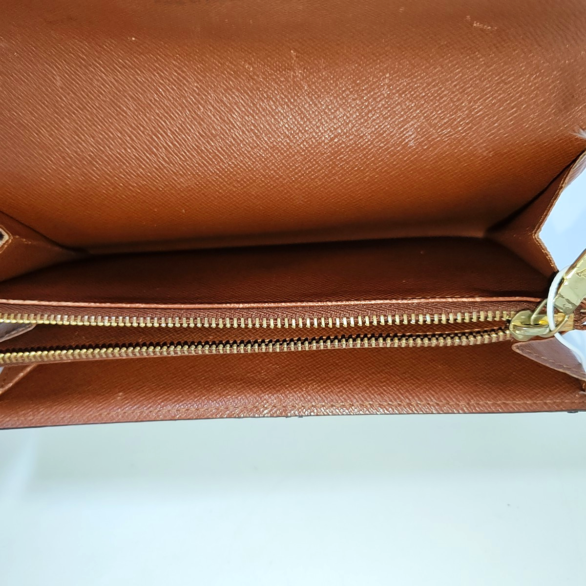 LOUIS VUITTON PORTE MONNAIE Large size Brown coated canvas vintage wallet Golden hardware-(SKU)-944949286