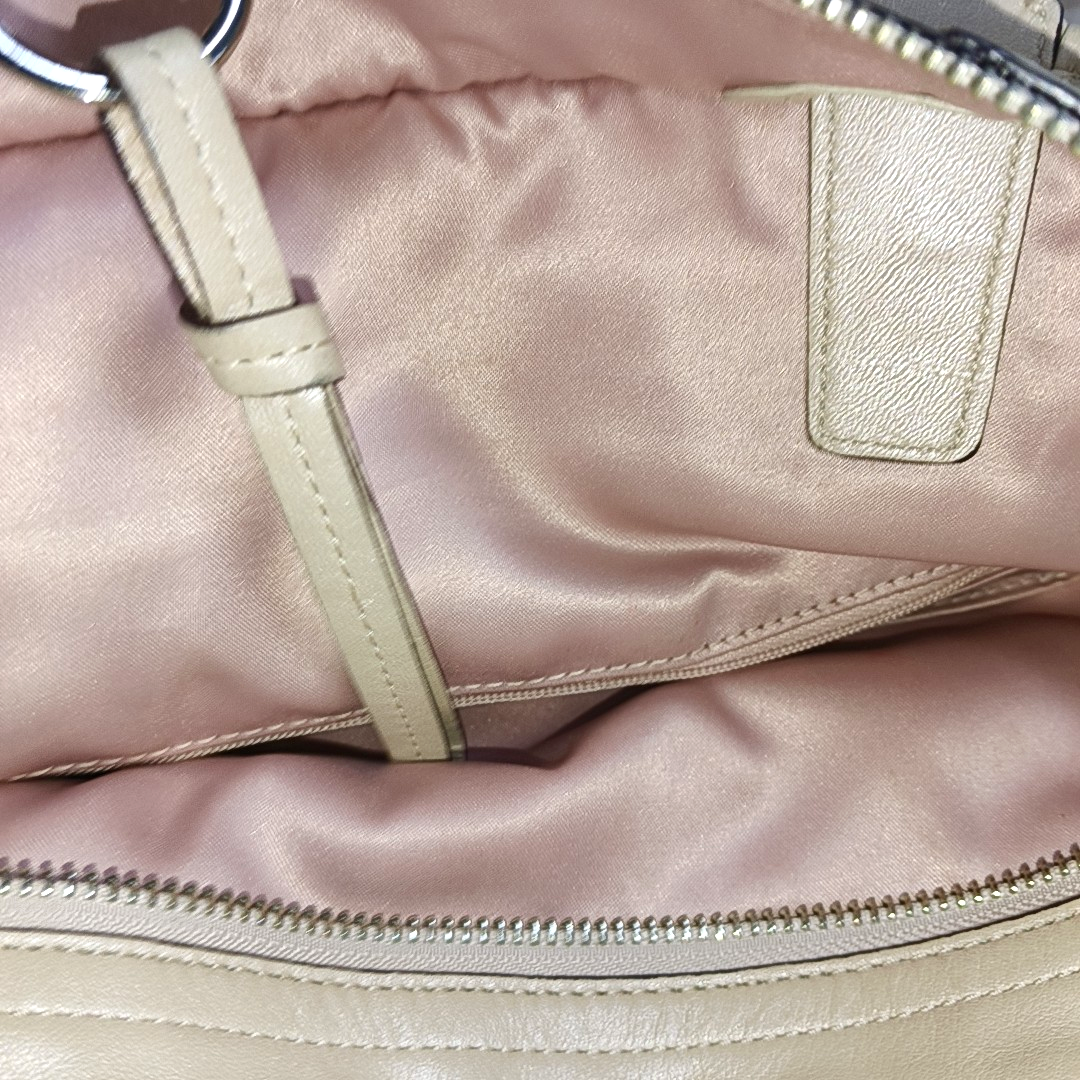 COACH Tote bag Beige Leather Single Shoulder Bag Handbag Silver Hardware-(SKU)-14076093