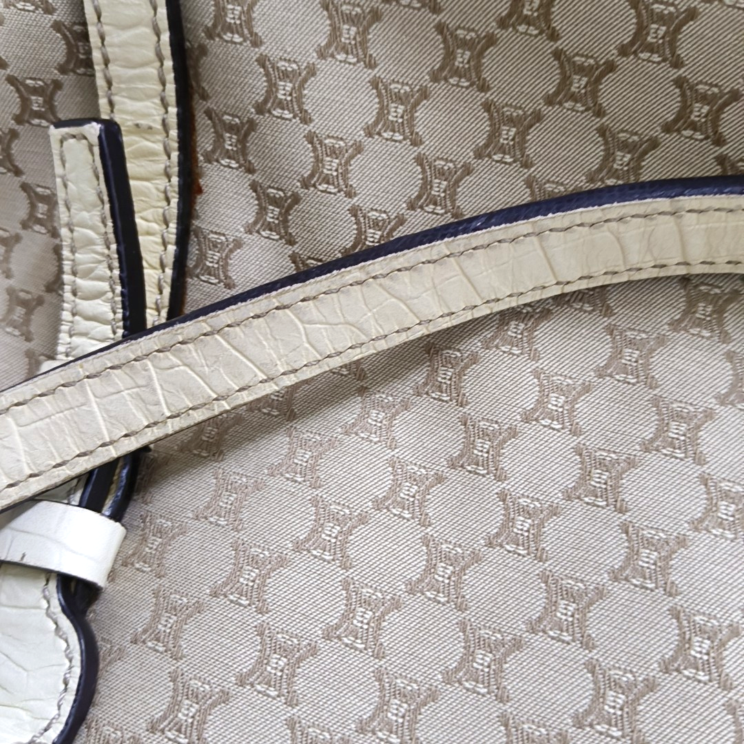 CELINE Brown Canvas Triumph Monogram Single Shoulder Bag Tote Bag Golden hardware-(SKU)-959689180