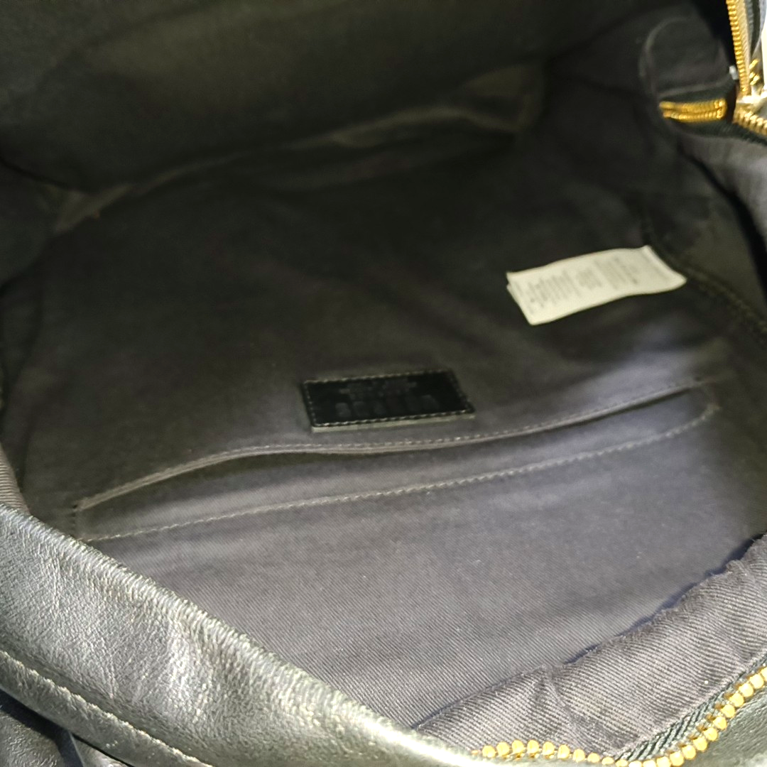 VERSUS VERSACE Black Leather Backpack Golden hardware-(SKU)-939542774