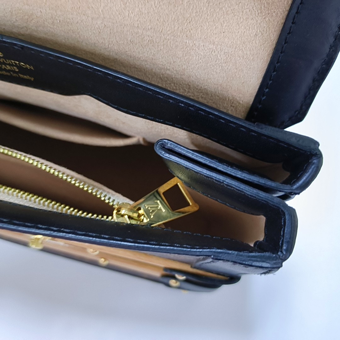 LOUIS VUITTON TRIANON Small Brown Coated Canvas Monogram Shoulder Bag Tote Bag Crossbody Bag Gold Hardware Removable Shoulder Strap-(SKU)-963796768