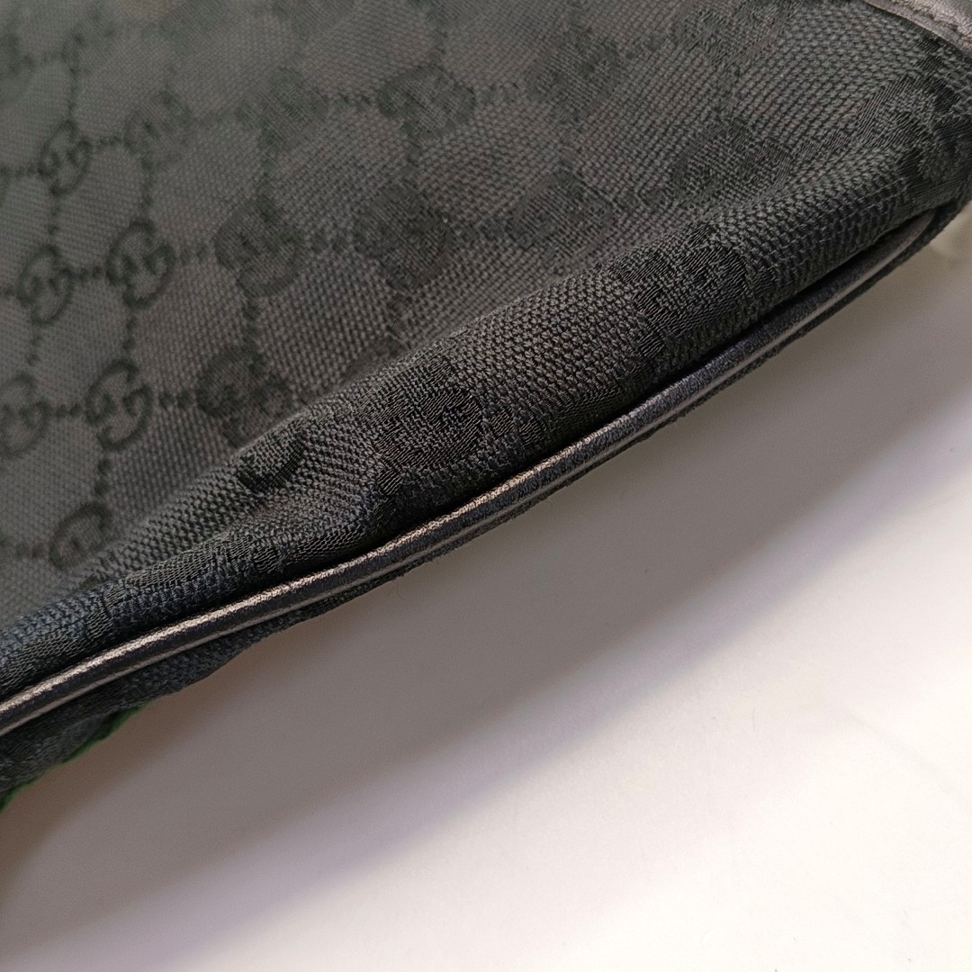 GUCCI Black Coated Canvas Monogrammed Single Shoulder Bag Sling Golden hardware-(SKU)-947676708