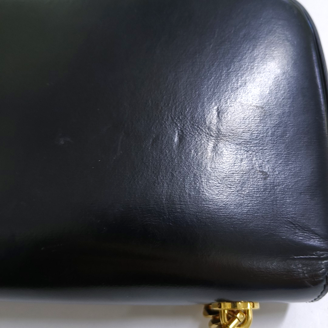 CELINE TRIOMPHE Black Calfskin Triumph Shoulder Bag Crossbody Bag Golden Black Hardware-(SKU)-958645648