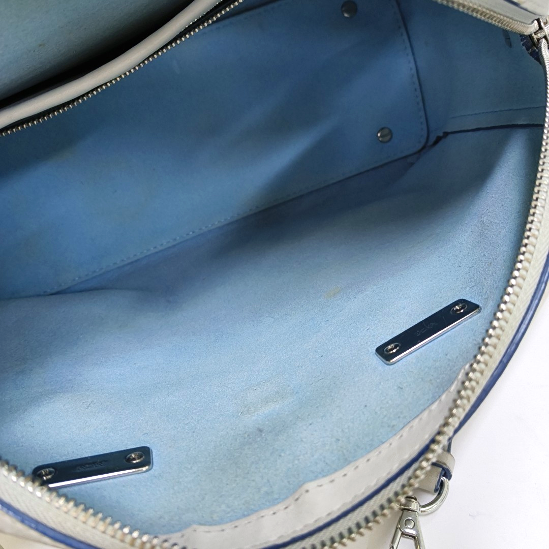 MCM ELLA Light Blue Leather Single Shoulder Bag Silver Hardware Removable shoulder strap-(SKU)-934712148