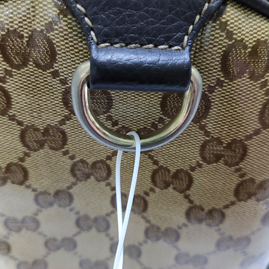 GUCCI Joy Khaki Coated Canvas Old Flower Tote Bag Golden hardware-(SKU)-954415041
