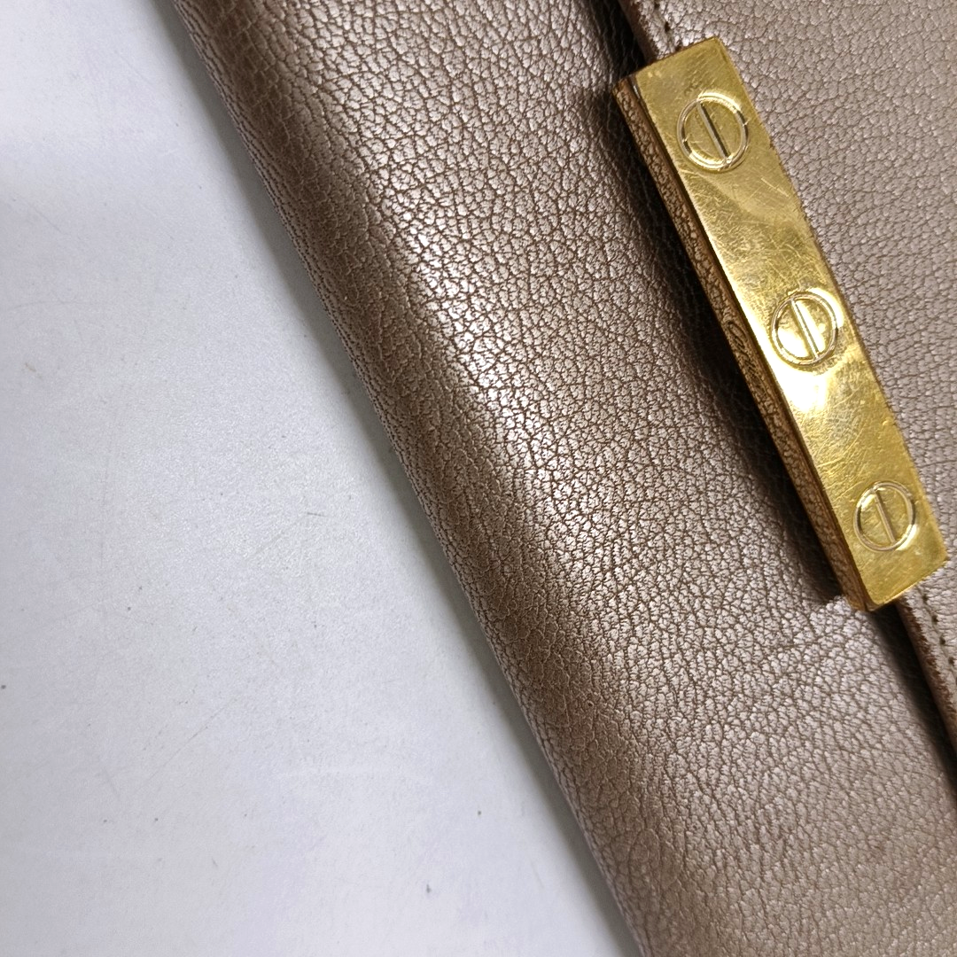 Cartier Champagne Leather Wallet Golden hardware-(SKU)-942555569
