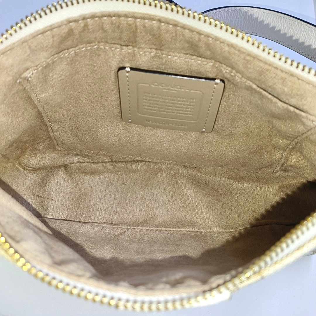 COACH Beige Canvas Monogrammed Crossbody Bag Shoulder Bag Golden hardware Removable shoulder strap-(SKU)-940143188
