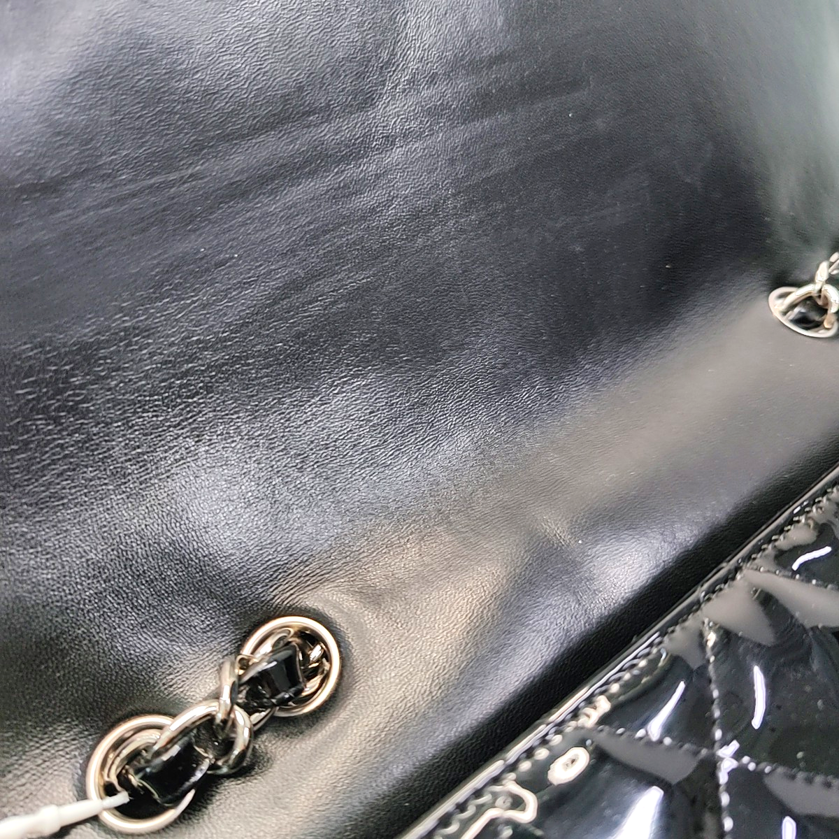CHANEL CLASSIC FLAP Large Size Black Patent Calfskin Quilted Jumbo Crossbody Bag Shoulder Bag Silver Hardware 13 Opening-(SKU)-954460430