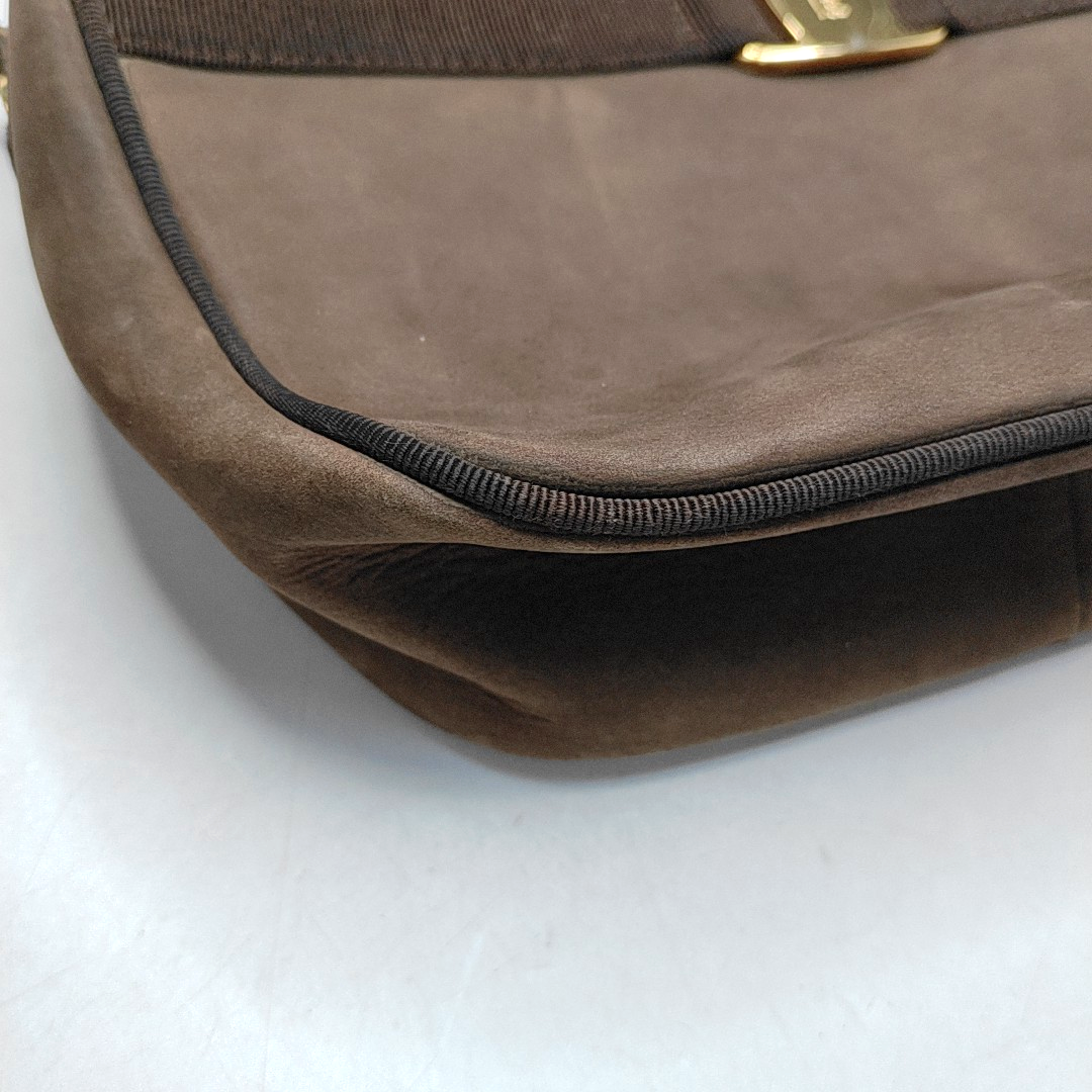 FERRAGAMO Vara Brown Leather Crossbody Single Shoulder Bag Golden hardware-(SKU)-944711429