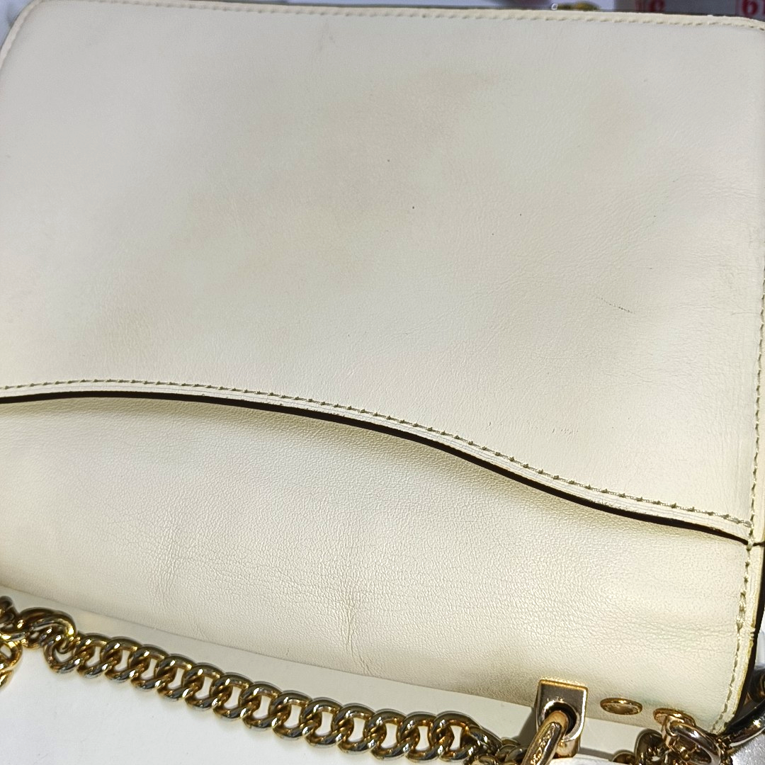 COACH KLARE Beige Leather Old Flower Embossed Crossbody Bag Shoulder Bag Golden hardware-(SKU)-942136285