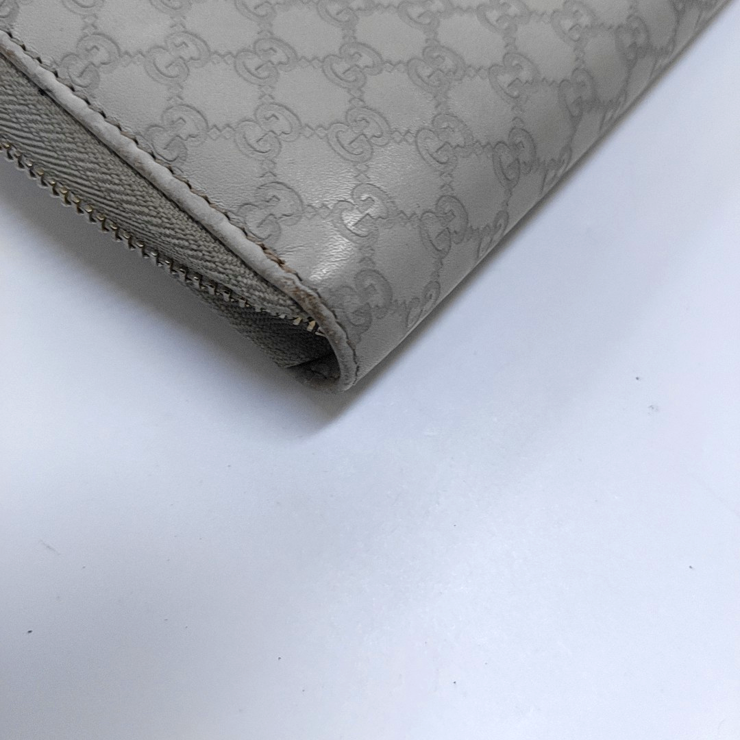 GUCCI Gray Cowhide Monogrammed Embossed Wallet Golden hardware-(SKU)-959914581