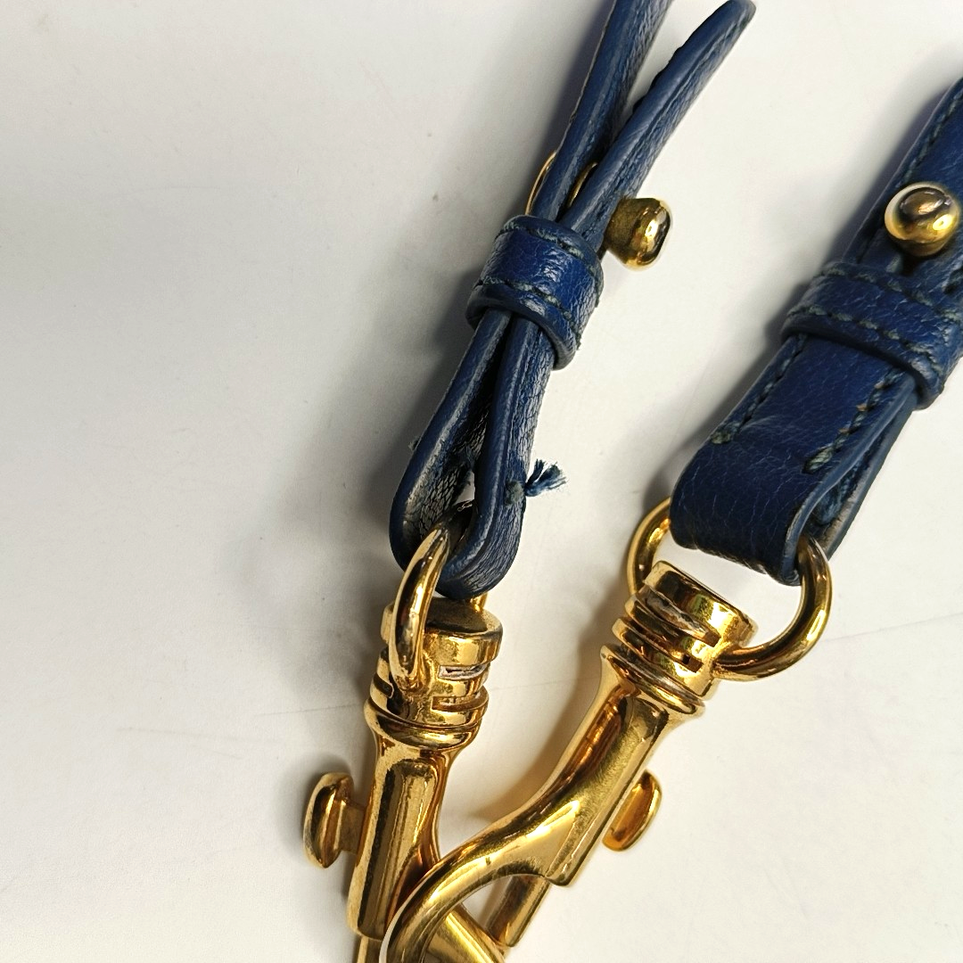 Miu Miu Tote bag Blue Cowhide Crumpled Shoulder Bag Single Shoulder Bag Crossbody Bag Golden hardware Removable shoulder strap-(SKU)-950926688