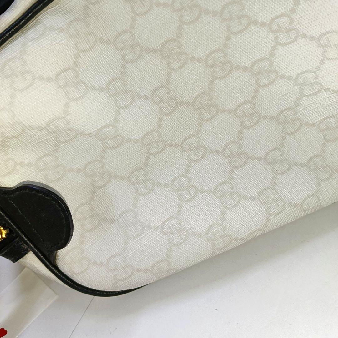 GUCCI Joy White Coated Canvas Monogram Handbag Golden hardware-(SKU)-942429656