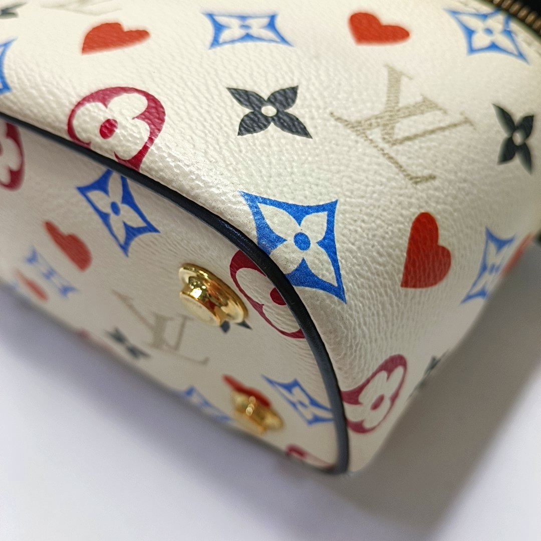 LOUIS VUITTON NICE Small White Coated Canvas Print Crossbody Bag Shoulder Bag Handbag Removable Strap Golden Hardware-(SKU)-953026193