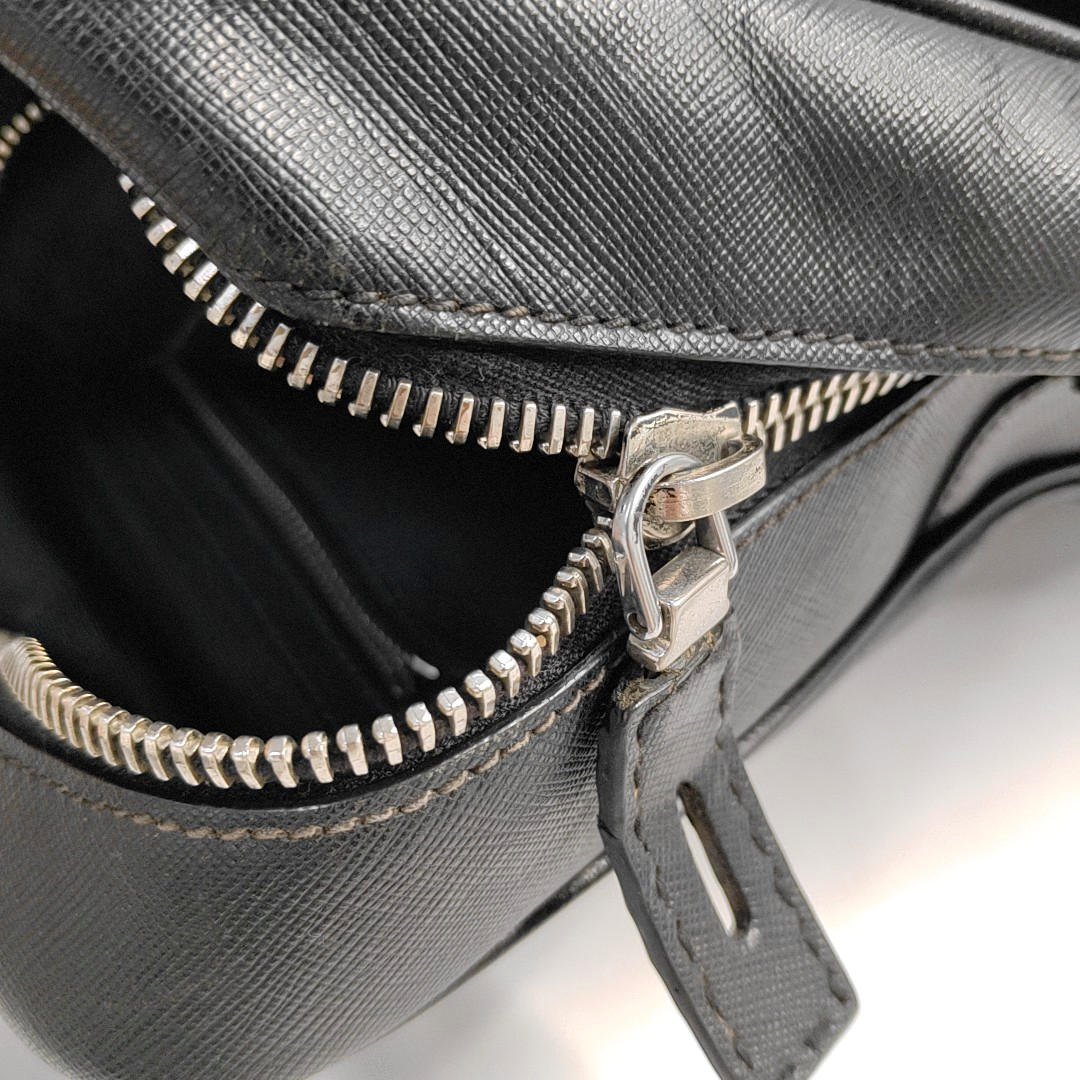PRADA Black Cowhide Cross Grain Handbag Silver Hardware-(SKU)-945045232