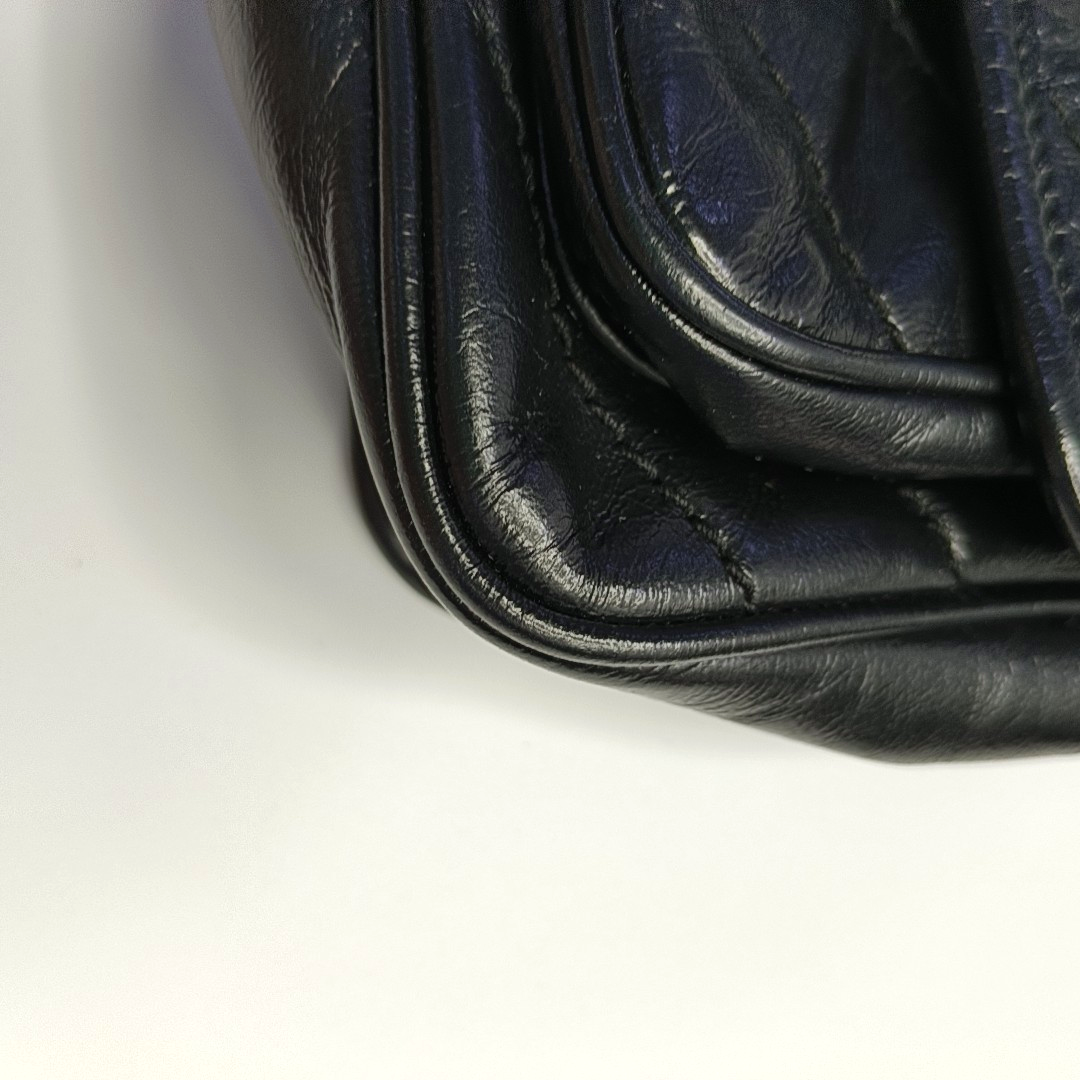 YSL NIKI Mini Black Leather Quilted V-Shape Shoulder Bag with Black Ruthenium Hardware-(SKU)-963404190