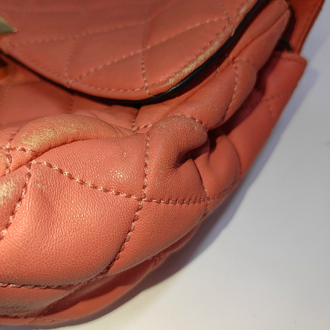 MICHAEL KORS Sloan Orange-pink cowhide quilted crossbody bag/shoulder bag/handbag Golden hardware-(SKU)-932342596
