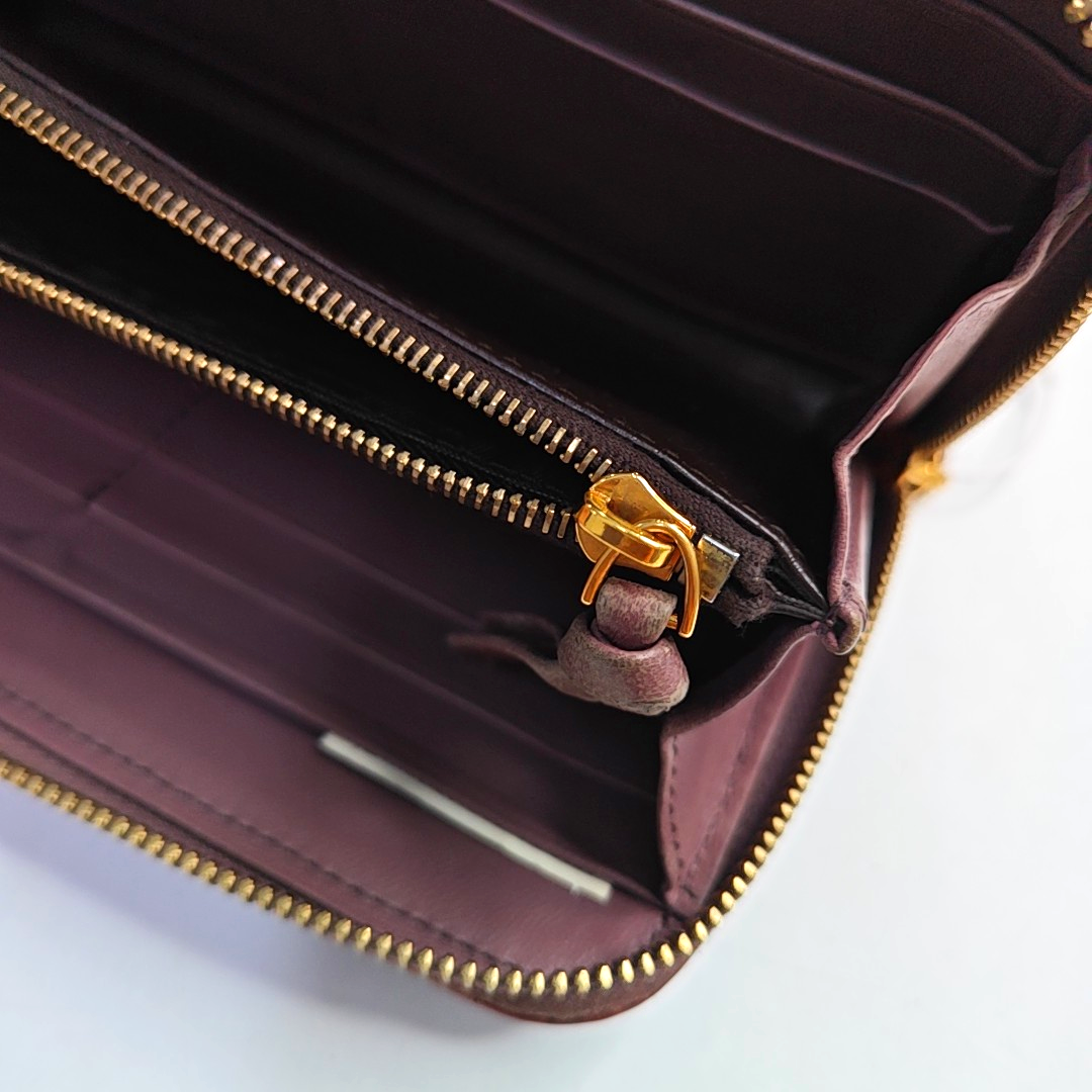 BOTTEGA VENETA Purple Cowhide Braided Wallet Golden hardware-(SKU)-948516731