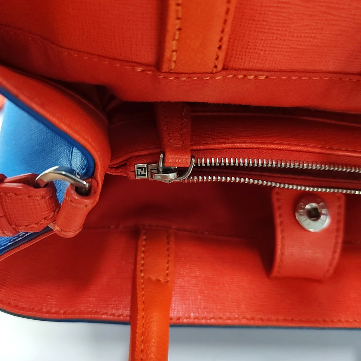 FENDI 2 Jours Small size Blue Cowhide Little Monster Shoulder Bag Handbag Crossbody Bag Silver Hardware Removable shoulder strap-(SKU)-954330398