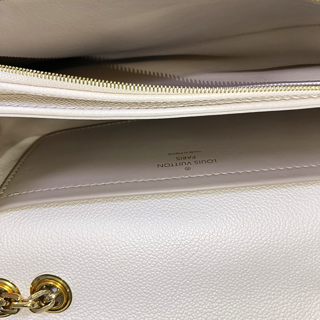 LOUIS VUITTON MARCEAU White Calfskin Monogram Embossed Single Shoulder Bag Crossbody Bag Gold Hardware-(SKU)-965269082