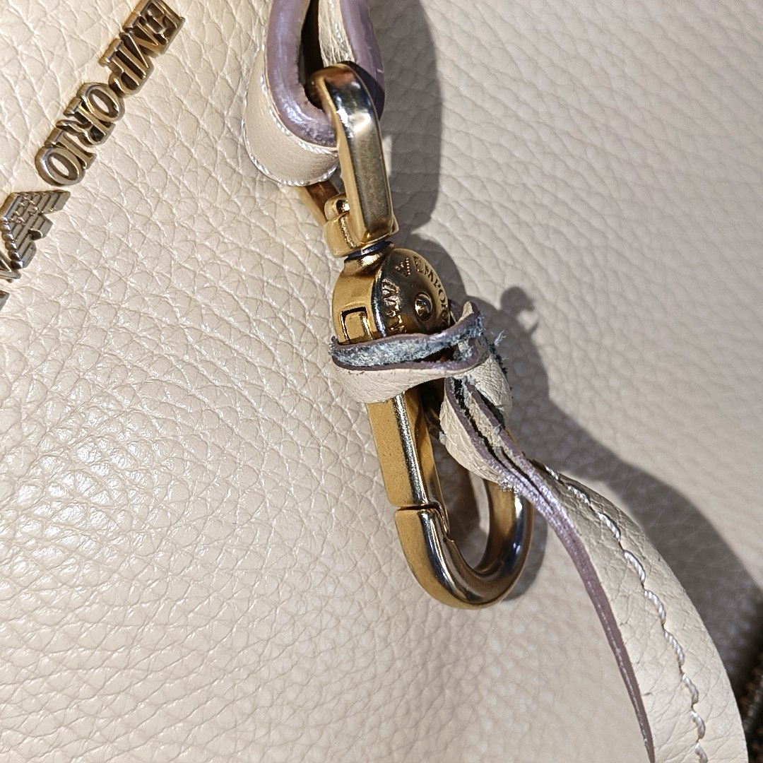 EMPORIO ARMANI Khaki Calf Leather Crossbody Shoulder Bag Golden hardware Removable shoulder strap-(SKU)-933628444