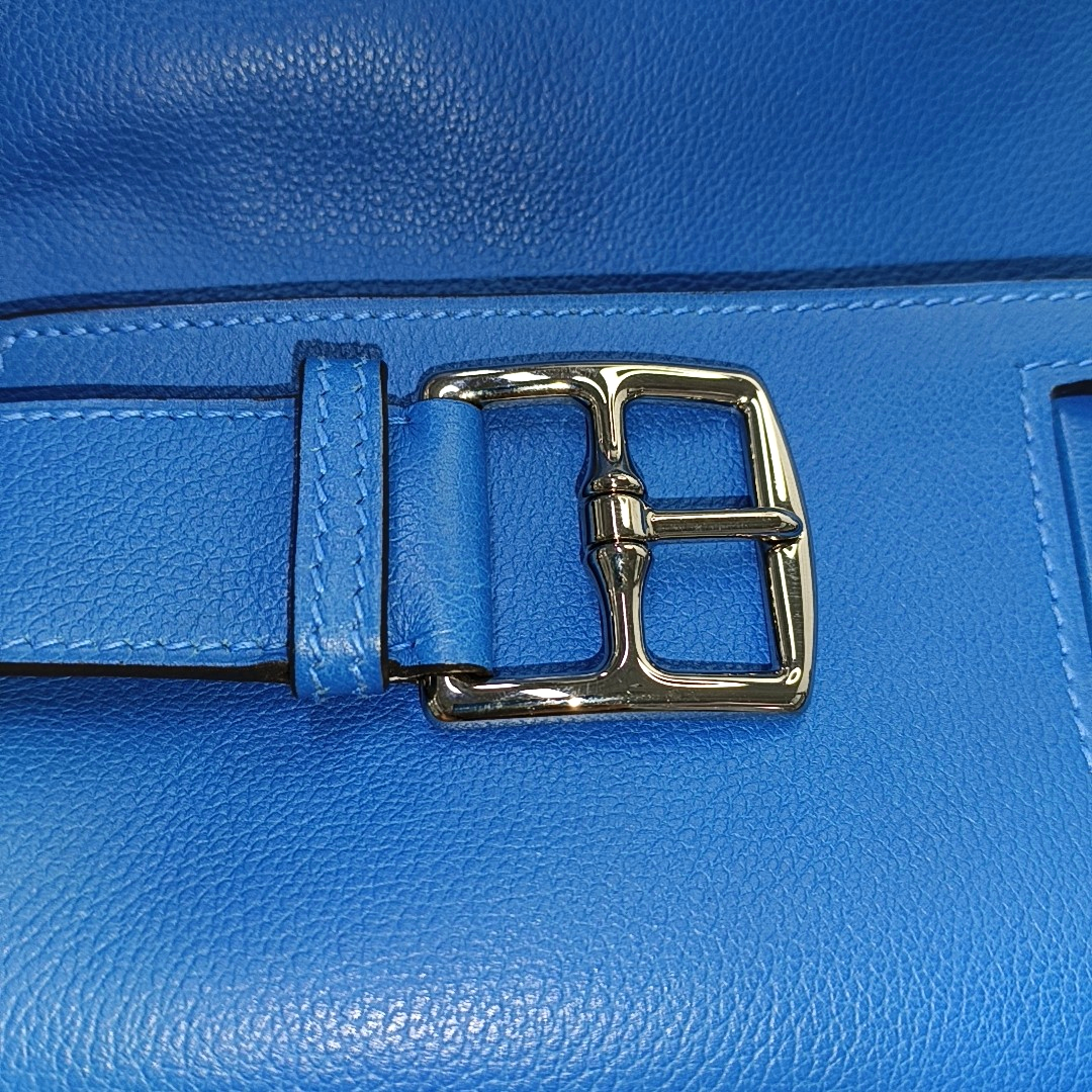 HERMÈS Etribelt Tanzanian Blue Evercolor Leather Tote Bag Silver Hardware 🅀 Stamp-(SKU)-931664662