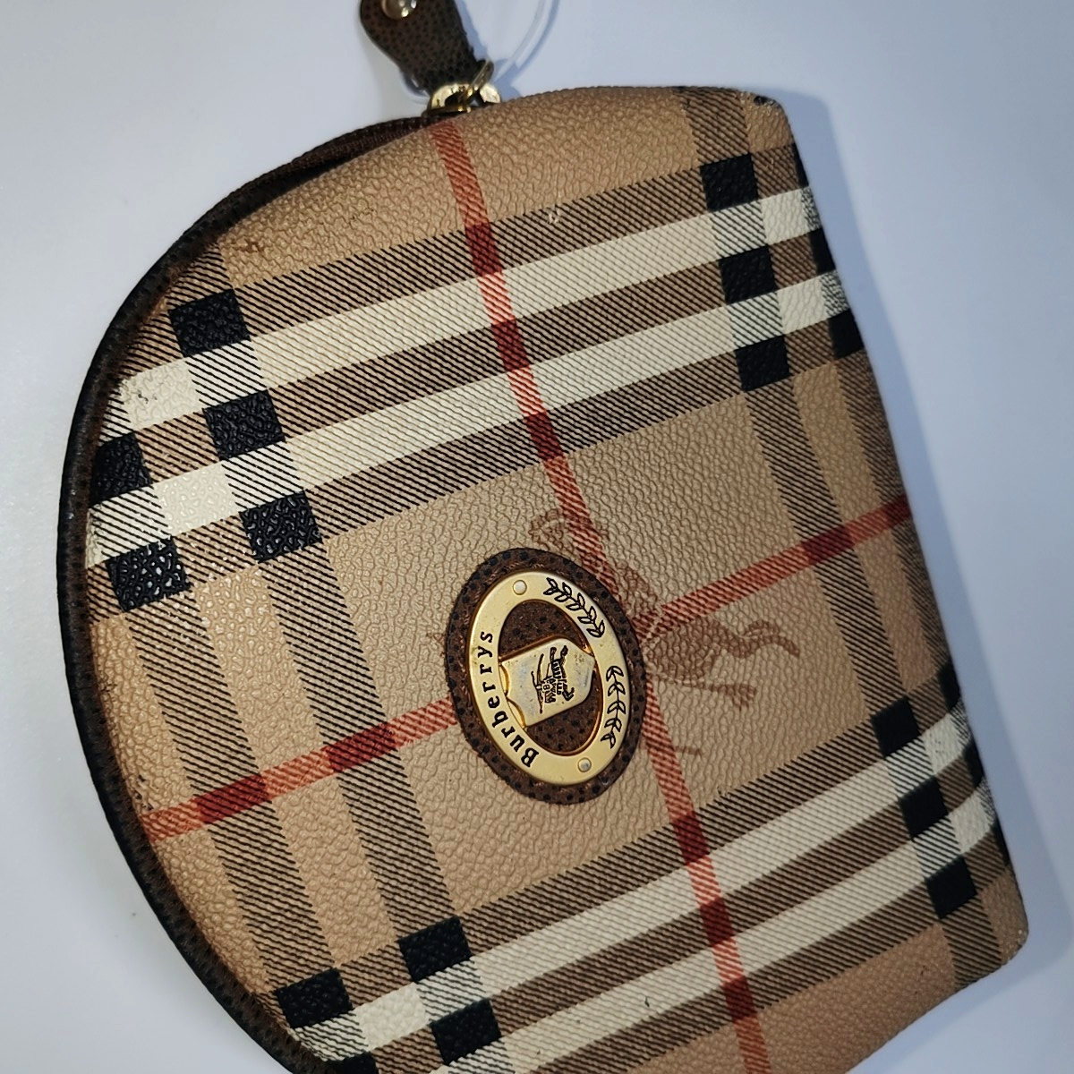 BURBERRY Brown Coated Canvas Warhorse Grain Handbag Handbag Single Shoulder Bag Golden hardware-(SKU)-945832209