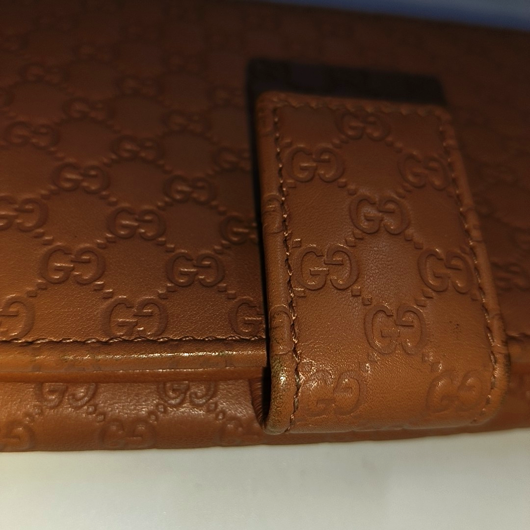 GUCCI Nude Pink Cowhide Monogram Embossed Wallet Golden hardware-(SKU)-933631362