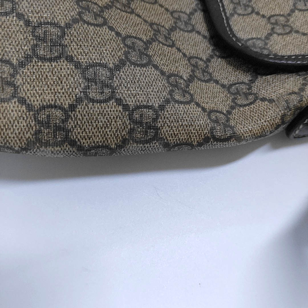 GUCCI Khaki Coated Canvas Old Flower Single Shoulder Bag Crossbody Bag Golden hardware-(SKU)-953765486