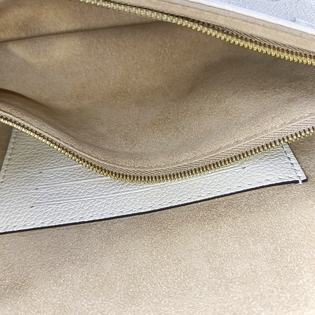 LOUIS VUITTON IVY Beige Leather Monogram Embossed Shoulder Bag Handbag Golden Hardware 2 Removable Straps-(SKU)-957574255
