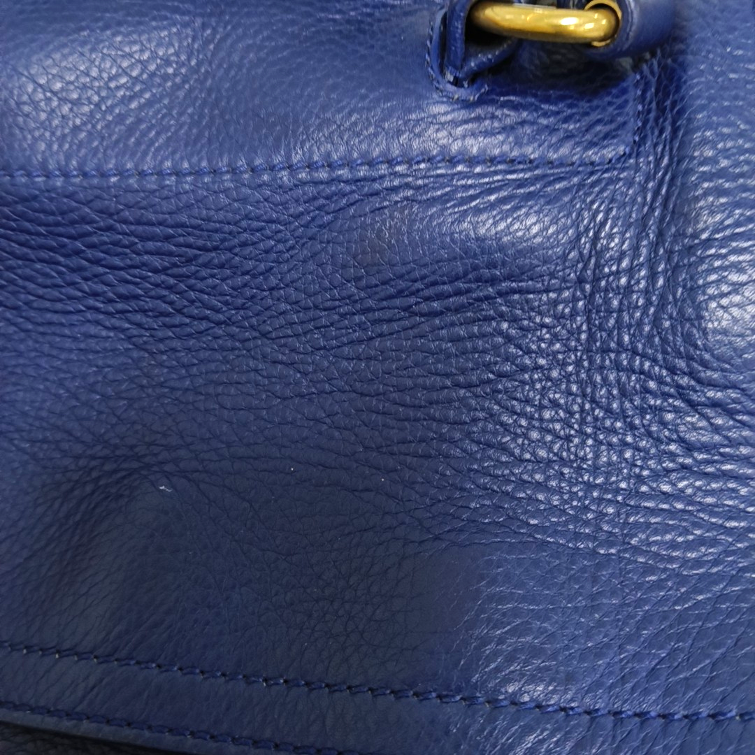 YSL MUSE TWO Dark Blue Cowhide Studs Handbag Golden hardware-(SKU)-939599133
