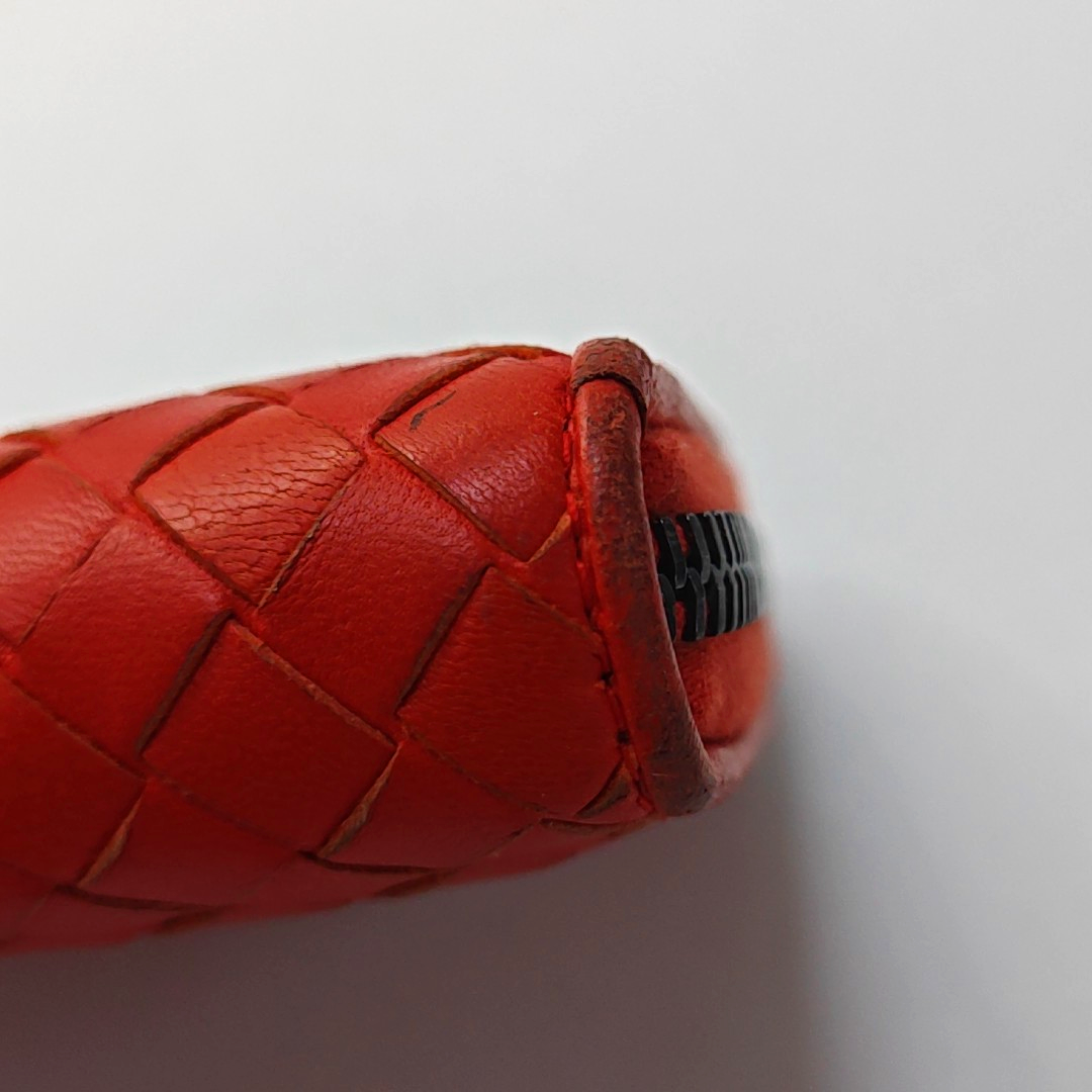 BOTTEGA VENETA Red Sheepskin Weave Wallet Ruthenium color hardware-(SKU)-949846993