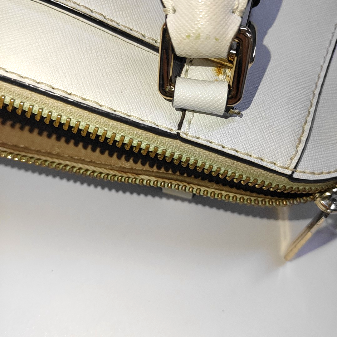 MICHAEL KORS Tote bag White Leather Patchwork Inset Crossbody Single Shoulder Bag Handbag Golden hardware Removable shoulder strap-(SKU)-932783856