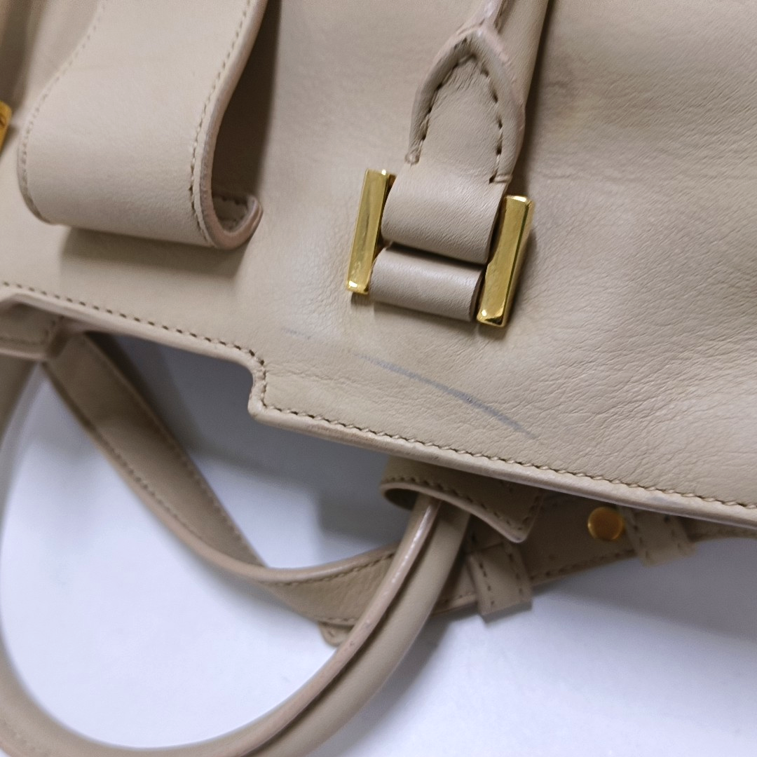 YSL CHYC Y LIGNE Small size Beige Cowhide Crossbody Bag Single Shoulder Bag Handbag Golden hardware Removable shoulder strap-(SKU)-958923835