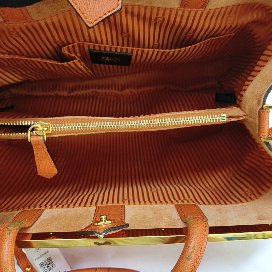 FENDI 2 Jours Medium size Orange Cowhide Single Shoulder Bag Tote Bag Golden hardware Removable shoulder strap-(SKU)-953654098