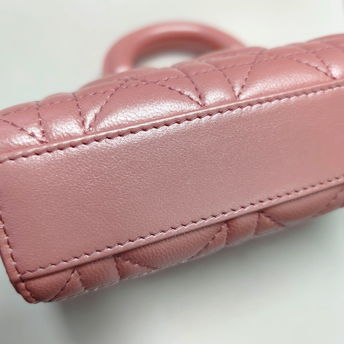 DIOR Lady D-Joy Super Mini Pink Lamb Skin Quilted Matelasse Cannage Bag with Detachable Strap-(SKU)-970314459