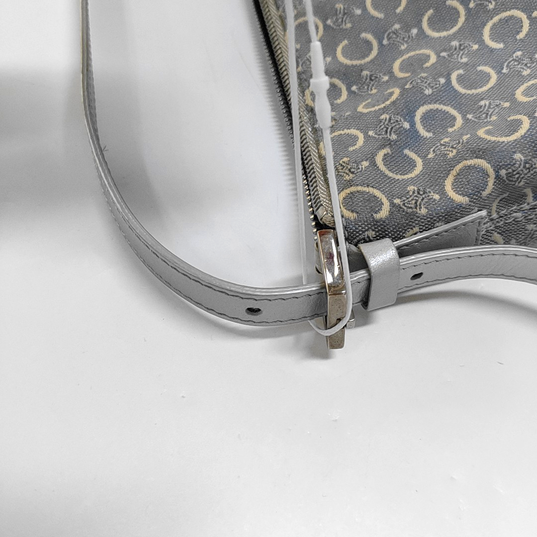 CELINE Light blue canvas triumph handbag Silver Hardware Removable shoulder strap-(SKU)-959238155