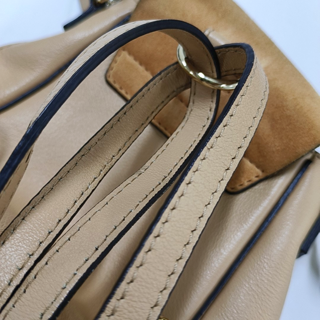 Chloé Faye mini Khaki Cowhide Single Shoulder Bag Backpack Golden hardware shoulder straps-(SKU)-955720331