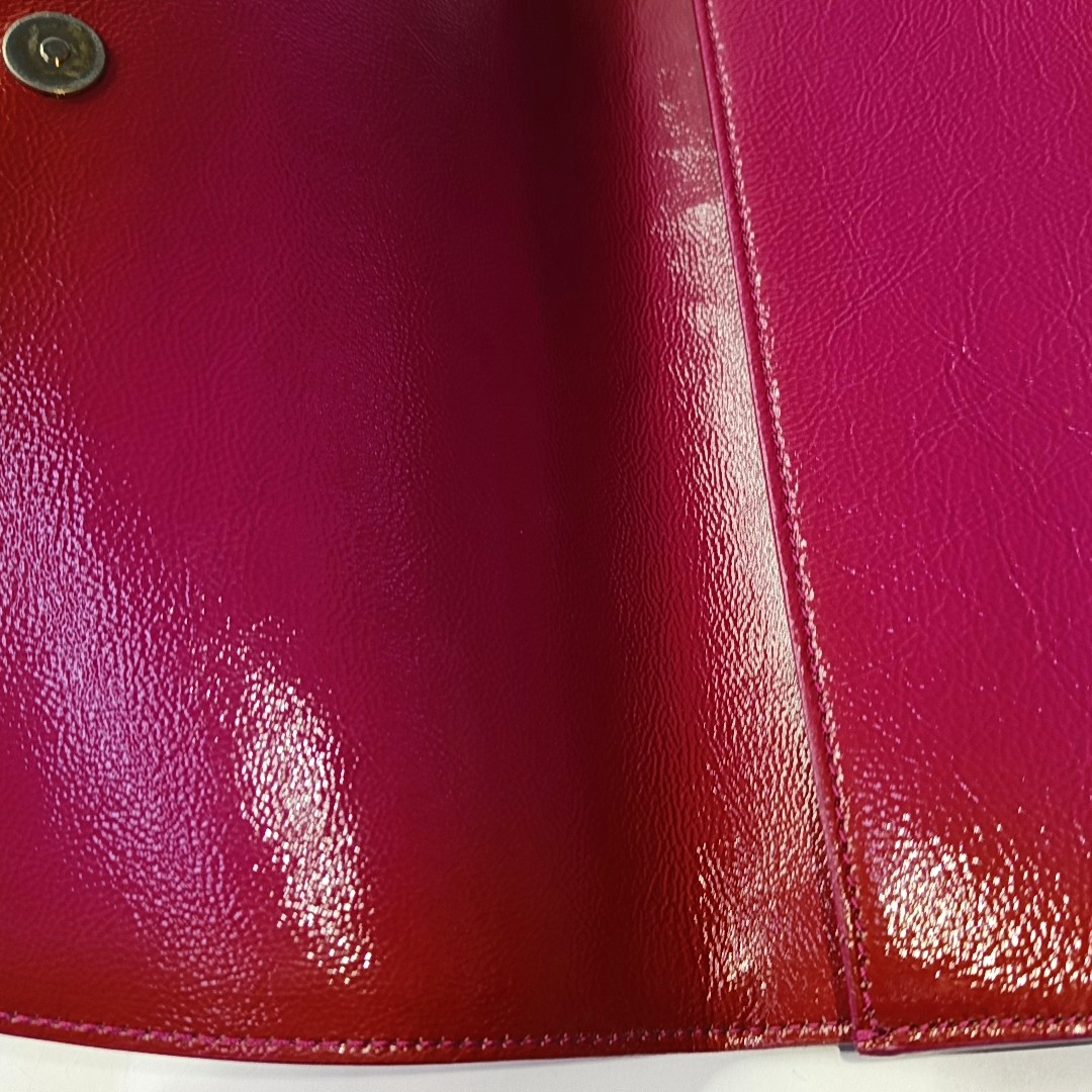 YSL BELLE JOUR Fuchsia Cowhide Pleated Handbag-(SKU)-959897973