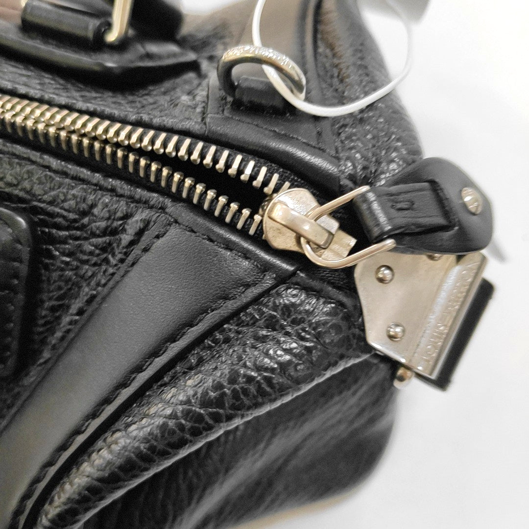 LOUIS VUITTON BIKER Small-sized Black Lamb Skin Crossbody Bag Handbag Shoulder Bag Silver Hardware Removable Shoulder Strap-(SKU)-967994639