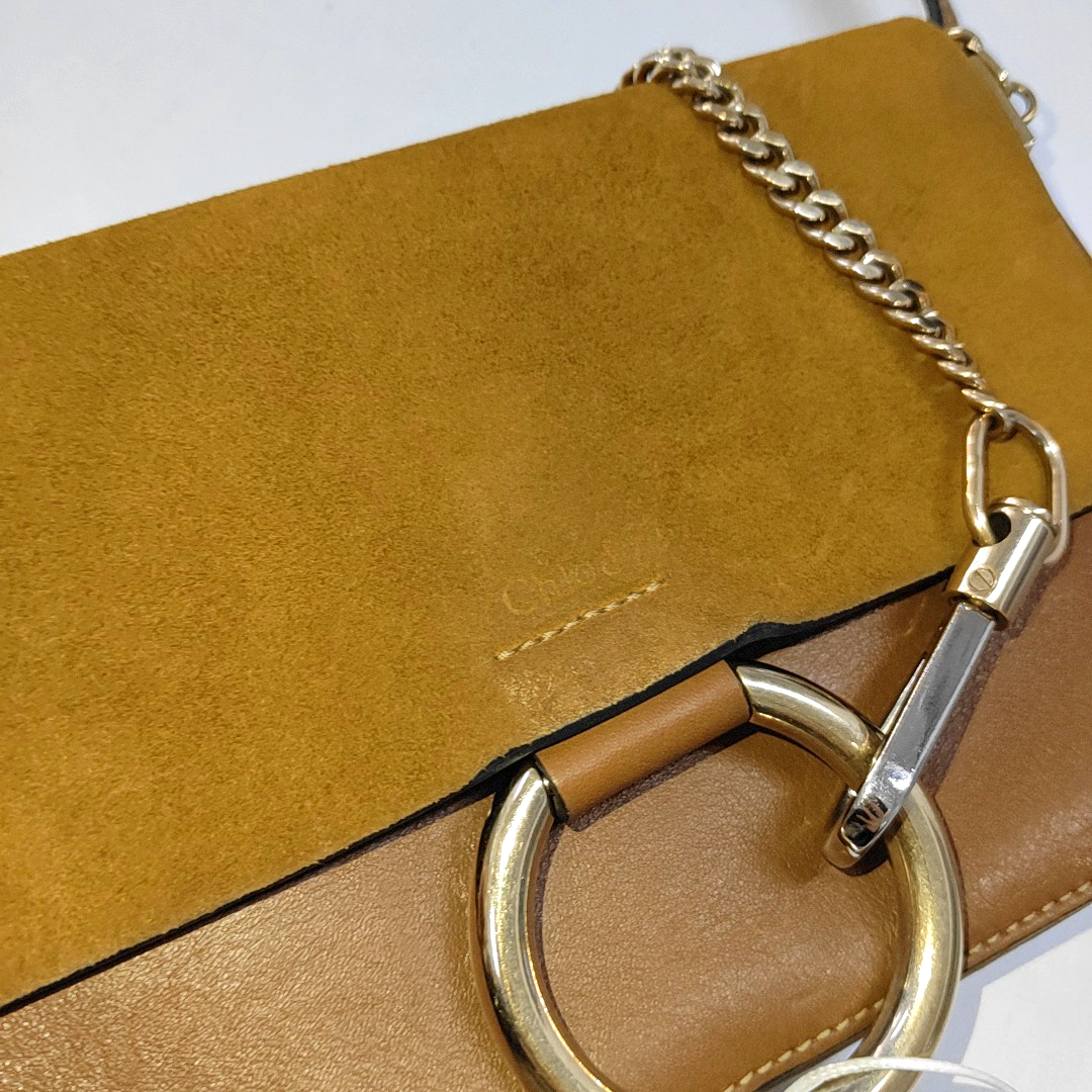 Chloé Faye Small size Brown Leather Crossbody Single Shoulder Bag Golden Silver Hardware-(SKU)-942554475