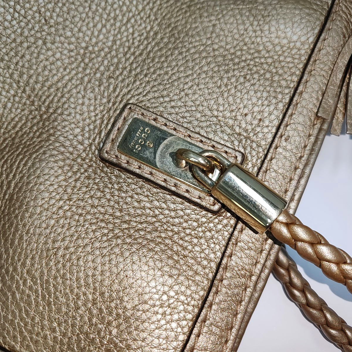 GUCCI Bella Gold Cowhide Fringe Woven Handbag Golden hardware-(SKU)-935482640