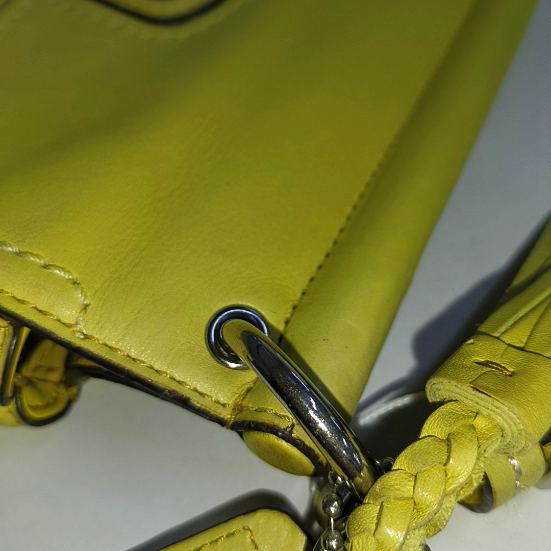 COACH WILLIS Yellow Leather Fringe Weaved Handbag Silver Hardware-(SKU)-937311657