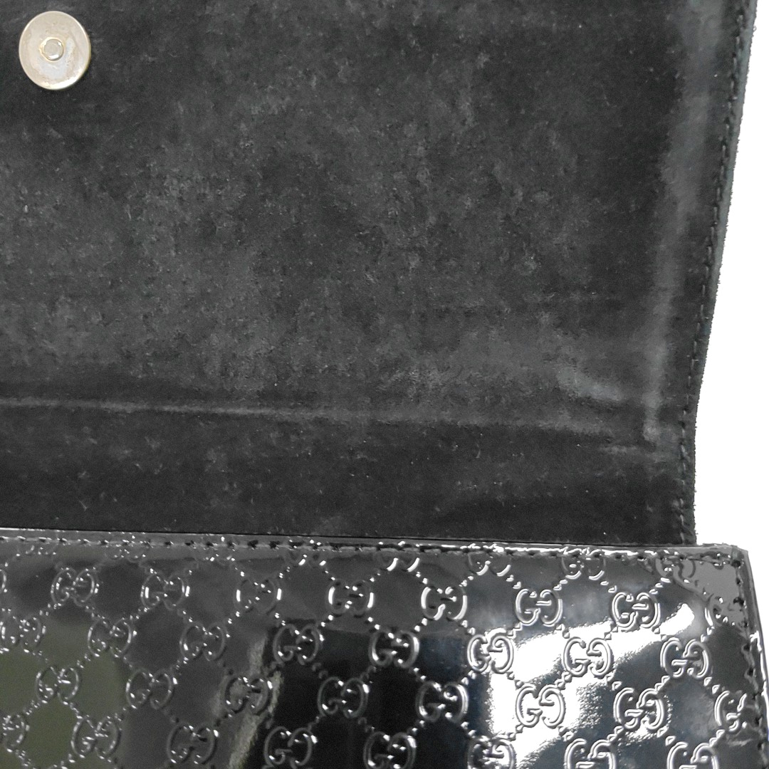 GUCCI Black Patent Leather Monogrammed Woven Handbag Golden hardware-(SKU)-940157438