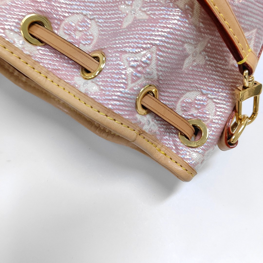 LOUIS VUITTON NOÉ Mini Pink Coated Canvas MonogramShoulder Bag Tote Bag Gold Hardware 2 Removable Straps-(SKU)-964981440